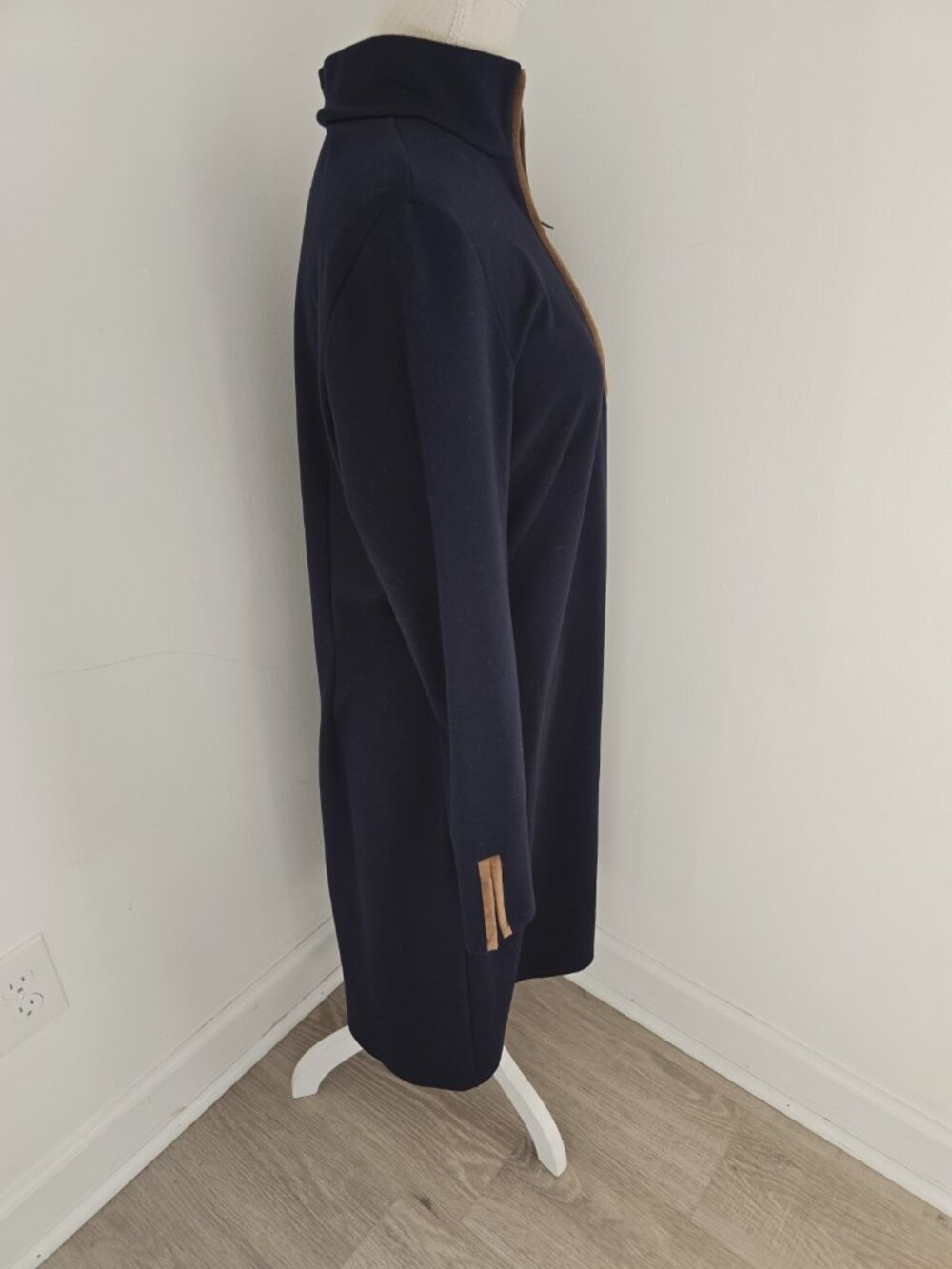 Jude Connally Anna Dress Jude Ponte XL Navy Blue Long Sleeves Quarter Zip Shift - Picture 6 of 11